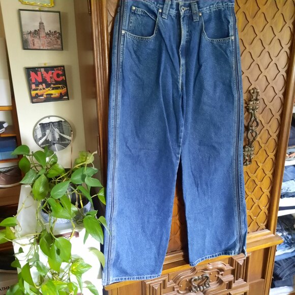 Union Bay 90s Vintage Striped Distressed Baggy Wide Leg Denim Jeans Mens 33x32 - Picture 16 of 16